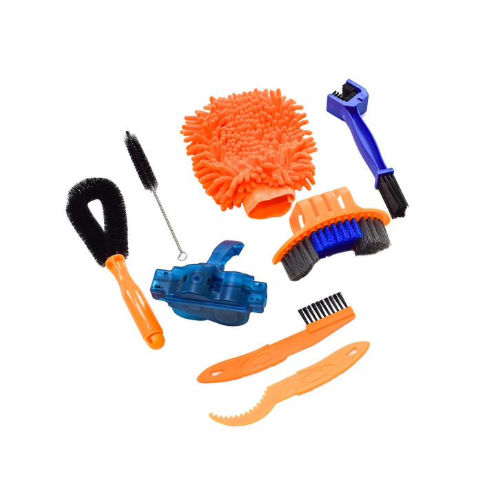 Complete 8-piece bike cleaning kit