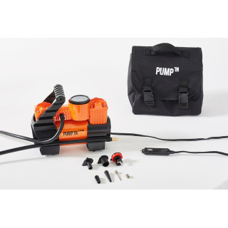 Pump'in TWIN - Minicompresor 12V bimotor con accesorios. Fuente de alimentación 12V encendedor de cigarrillos.