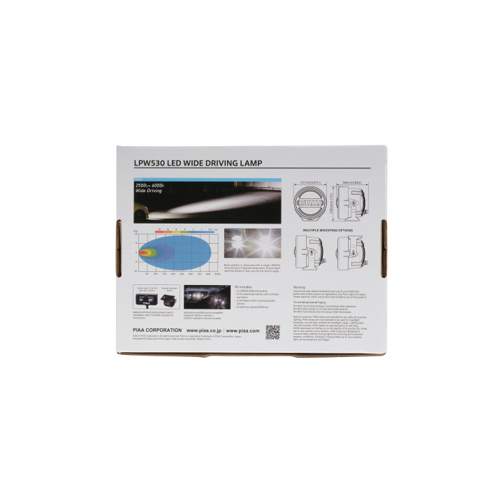 PIAA DKW539E Paire de feux auxiliaires LED blancs 3,5" (10,1 cm) – 6000K – Éclairage longue portée – Auto / 4x4 / Moto