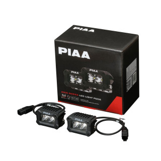 PIAA DKCL203 Paire de feux LED auxiliaires carrés 5600K (8,1 × 6,0 × 5,8 cm) – Faisceau étroit – Auto / Moto / Off-road