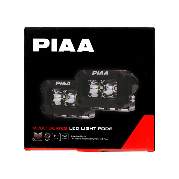 PIAA DKCL203 Coppia di luci LED ausiliarie quadrate 5600K (8,1 × 6,0 × 5,8 cm) – Fascio stretto – Auto / Moto / Off-road
