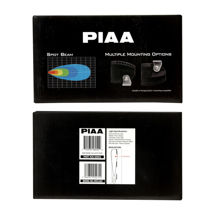 PIAA DKCL203 Paire de feux LED auxiliaires carrés 5600K (8,1 × 6,0 × 5,8 cm) – Faisceau étroit – Auto / Moto / Off-road
