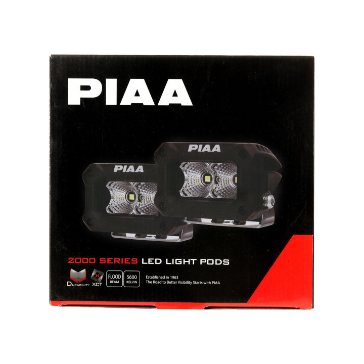 PIAA DKCL209 Pair of square auxiliary LED lights 5600K (8.1 × 6.0 × 5.8 cm) – Wide beam – Auto / Motorcycle / Off-road