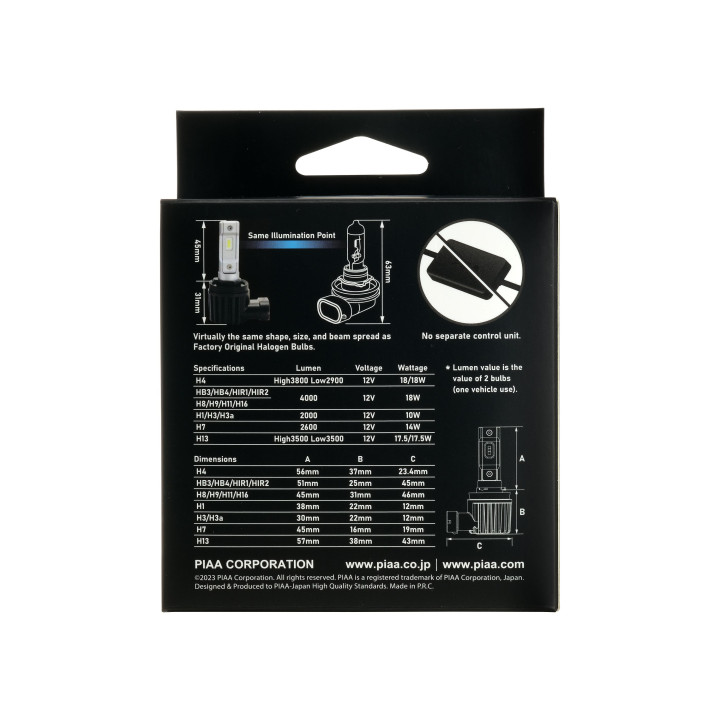 PIAA LEH171E Pair of LED Bulbs conversion for HB3/HB4/HIR1/HIR2 6600K/18W headlights