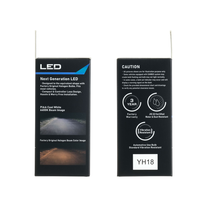 PIAA LEH172E Paire d'ampoules LED conversion pour phares H11/H8/H9/H16  6600K/18W