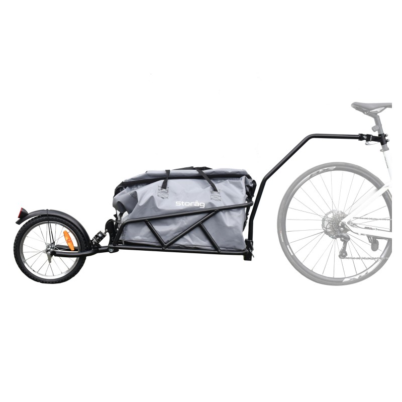 Remorque vélo mono-roue avec sac et amortisseur