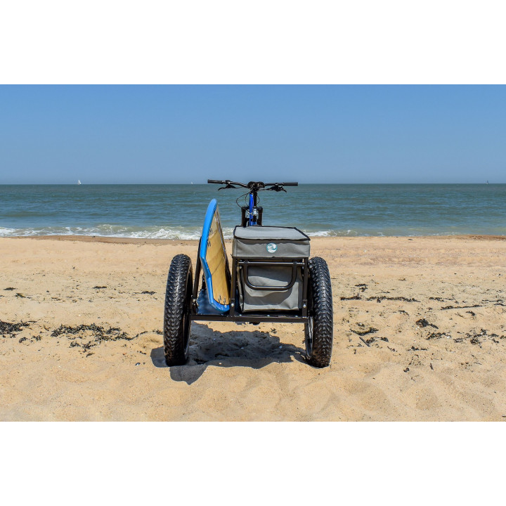 Remorque vélo spécial plage - roues fat bike