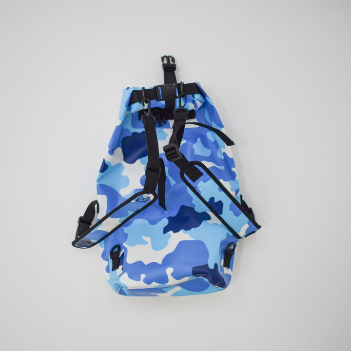 Mochila impermeable de 25l azul camuflaje