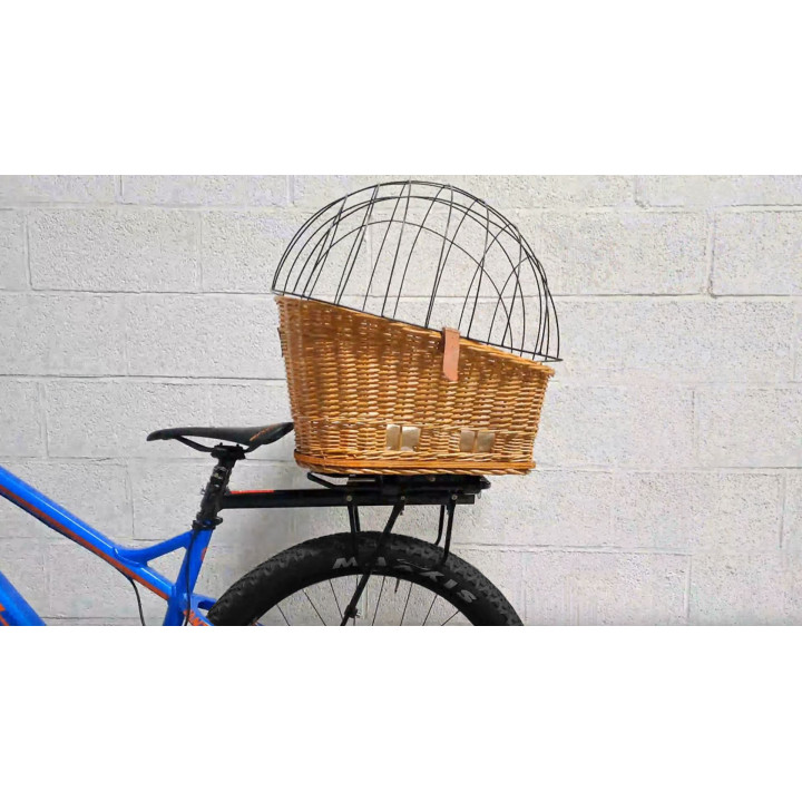 Panier de vélo arrière en osier pour chien ou chat à fixer sur porte-bagage