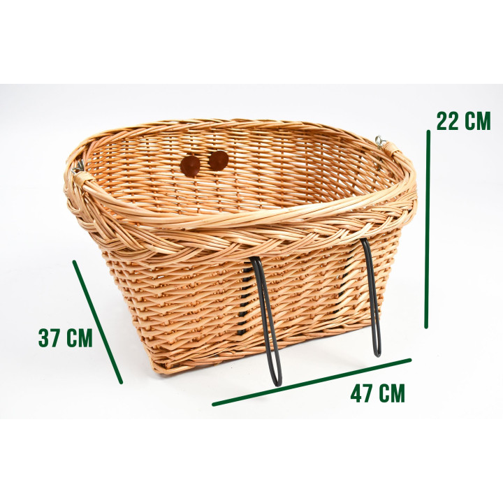 Open front wicker bicycle basket handlebar mount