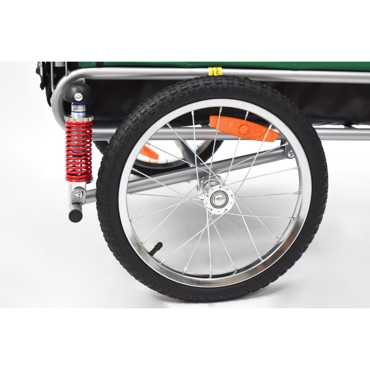 Remorque à vélo 2en1 pour chien XL en alu avec suspension