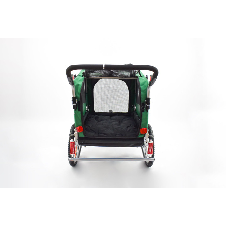 Remorque à vélo 2en1 pour chien XL en alu avec suspension