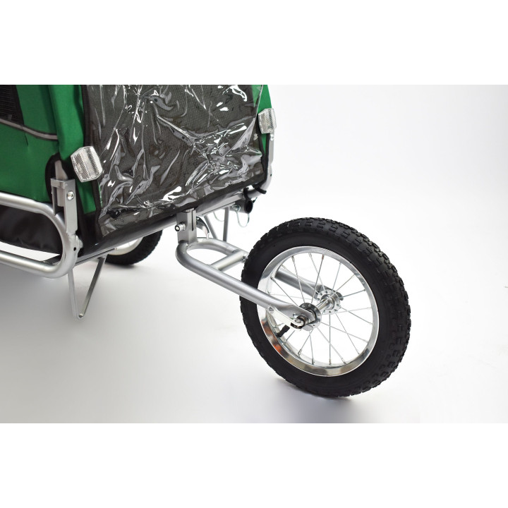Remorque à vélo 2en1 pour chien XL en alu avec suspension