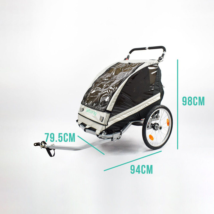 Remolque 2 niños aluminio 2 en 1 bicicleta y jogger