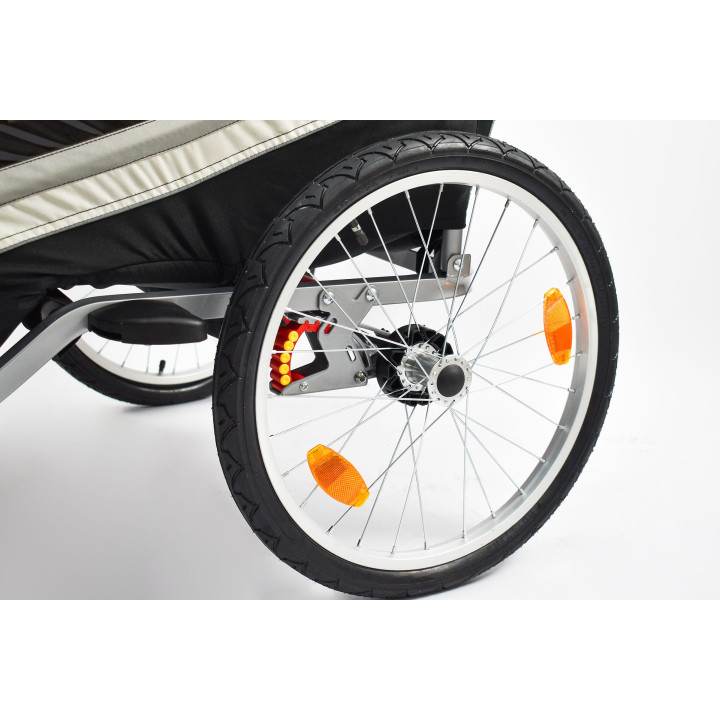 Remorque 2 enfants alu 2en1 vélo et jogger