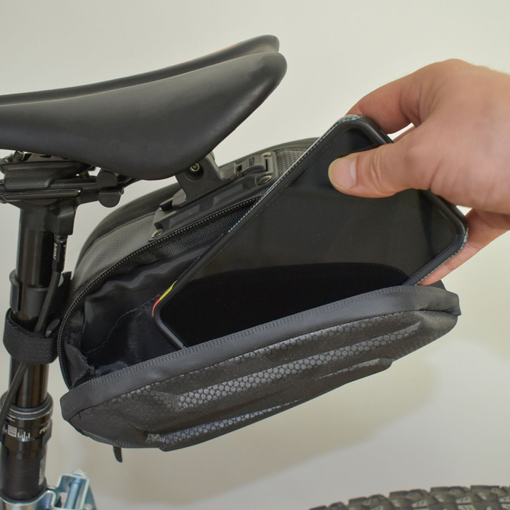 Fahrradsatteltasche 1,2L wasserdicht – Ablage unter dem aufsteckbaren Sattel für Mountainbike, Straße und Gravel