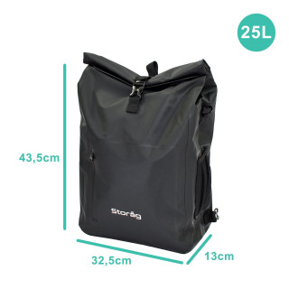 Bolsa de bicicleta impermeable 25L Storåg . Funciones 3 en 1 - Bolsa lateral para portaequipajes, mochila y bandolera - 100% imp