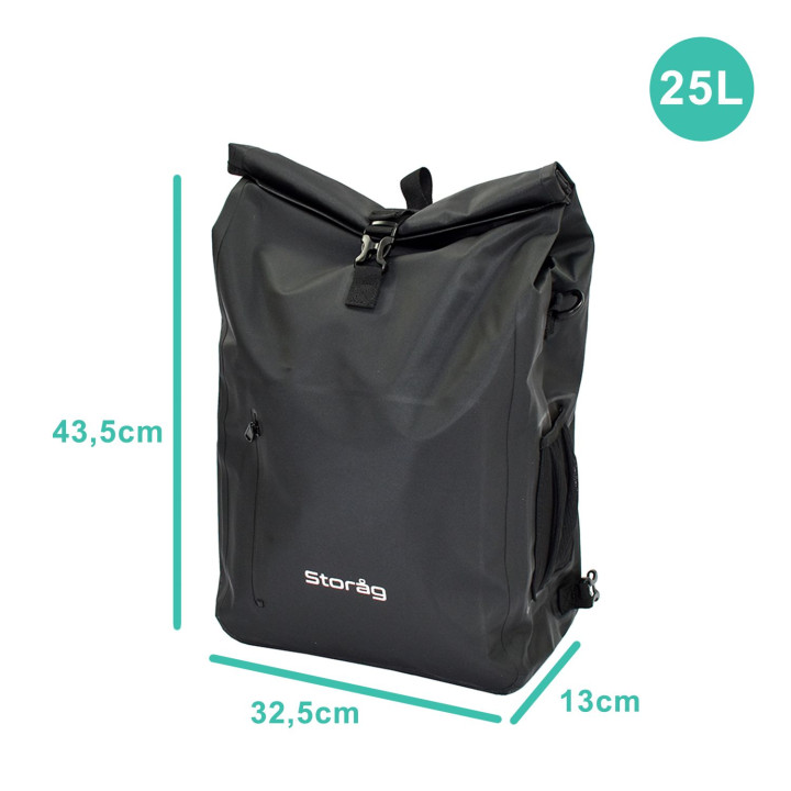 Waterdichte fietstas 25L Storåg 3-in-1 functies – Zijtas voor bagagedrager, rugzak & schoudertas – 100% waterdicht – Laptopvak –
