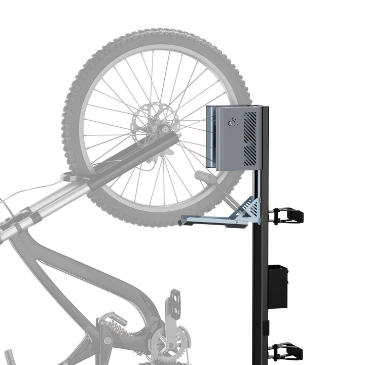Soporte de bicicleta vertical EasyLift giratorio con asistencia de elevación y soporte de cargador de bicicleta eléctrica