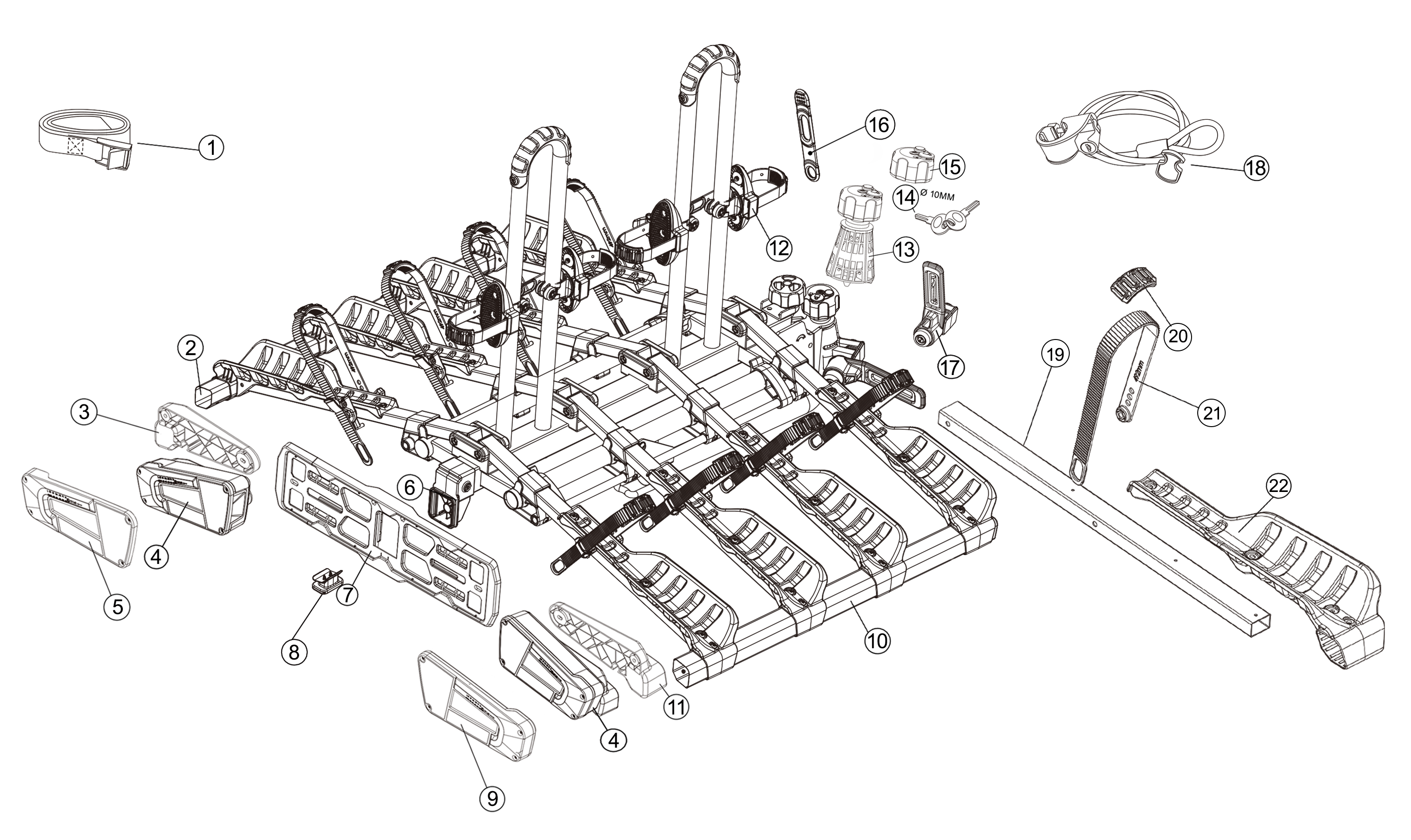 Eazzy 4 - vouw fietsendrager - 4 fietsen